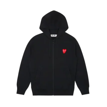 Black CDG Hoodie Zip Up