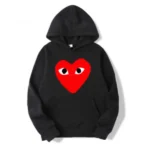 CDG BIG Red Heart Hoodie-black