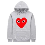 CDG BIG Red Heart Hoodie-grey