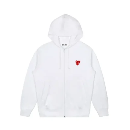 CDG White Zip Up Hoodie