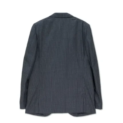 Grey Stripe Curved Pocket Jacket-Back