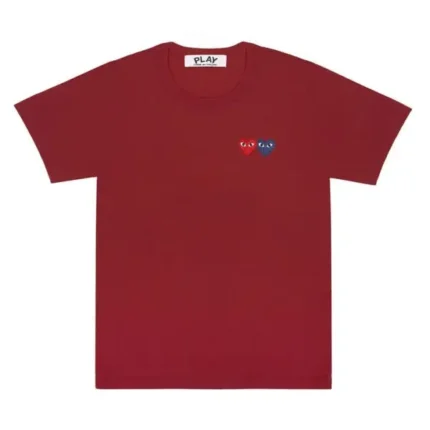 Basic T Shirt Two Emblems Burgundy