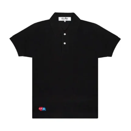 Black Play Polo Red Invader Heart & Blue Emblem