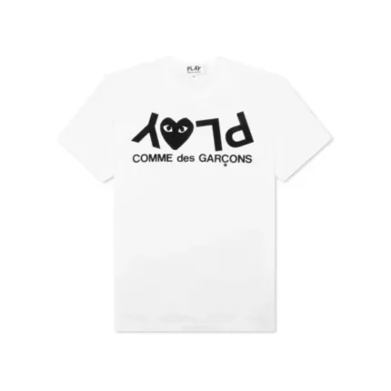 CDG Play Inverted Text T Shirt White