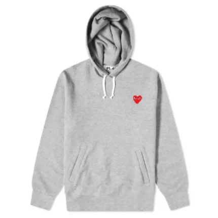 CDG Play Pullover Grey Hoodie front