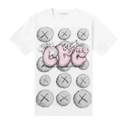 CDG Shirt X Kaws T Shirt White Pink Grey