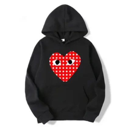 CDG White Dotted Heart Hoodie