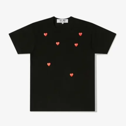 Multi Red Heart Logo T Shirt Black