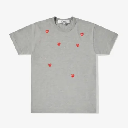 Multi Red Heart Logo T Shirt Grey