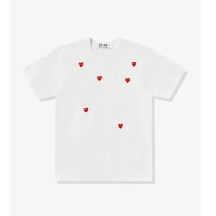 Multi Red Heart Logo T Shirt White