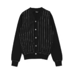 Pinstripe V-Neck Cardigan Black