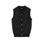 Pinstripe V-Neck Vest Black