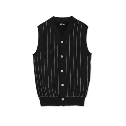 Pinstripe V-Neck Vest Black