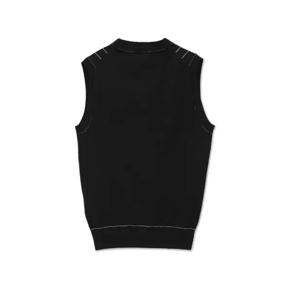 Pinstripe V-Neck Vest Black back