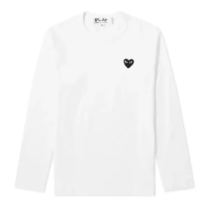 Play Long Sleeve Tee White & Black