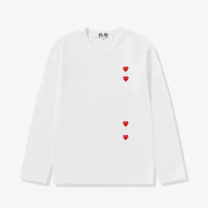 Play Multi Red Heart Longsleeve T-Shirt White