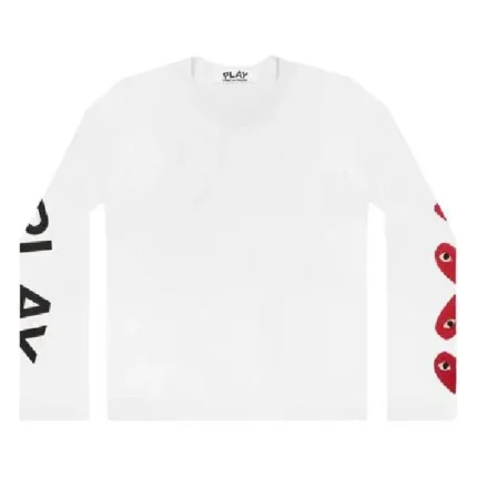 Play White CDG 4 Heart Long Sleeve