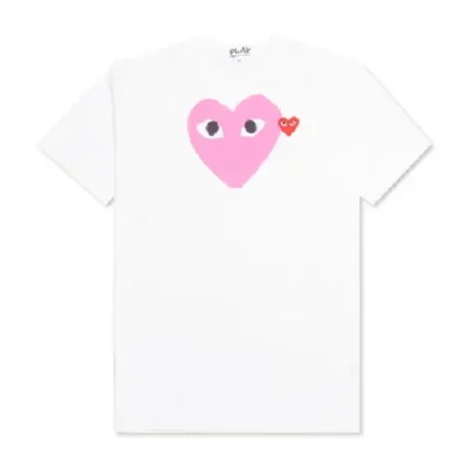 Red Emblem Heart T Shirt White Pink