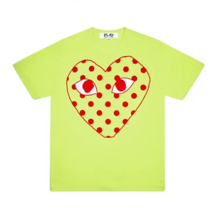 T Shirt Red Spotted Heart Screenprint