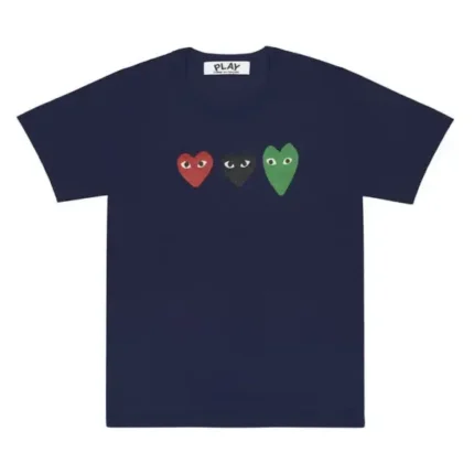 T Shirt With Red Green Black Hearts