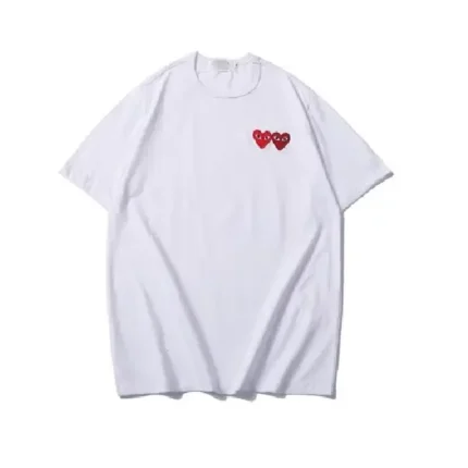 White CDG double heart shirt