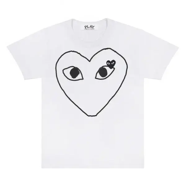 White T Shirt Black Heart Outline And Emblem