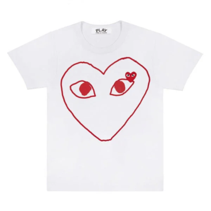 White T Shirt With Red Outline Heart