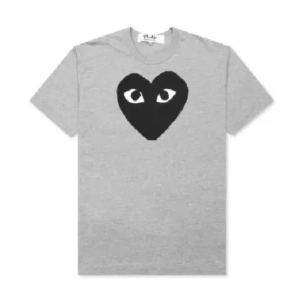 cdg black heart shirt grey